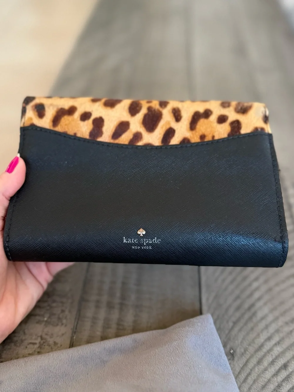 Kate Spade Kitty Cat Leopard Limited Edition Black Leather Calf Hair Crossbody